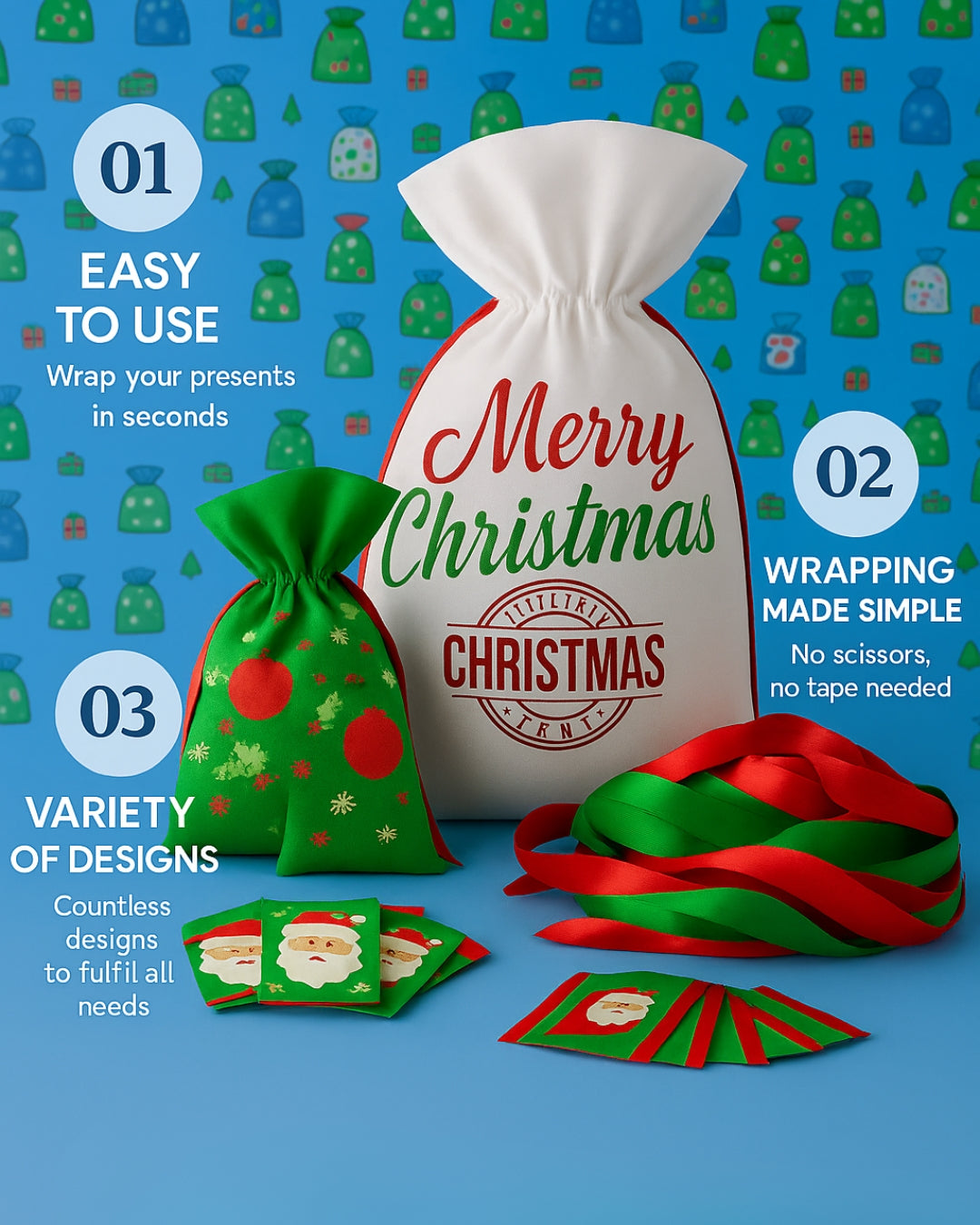 15-Piece Instant Christmas Gift Wrap