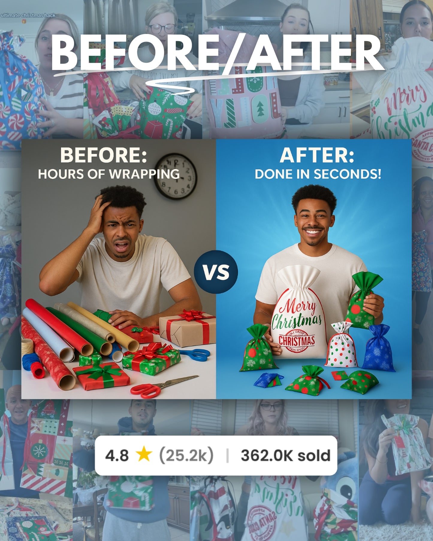 15-Piece Instant Christmas Gift Wrap